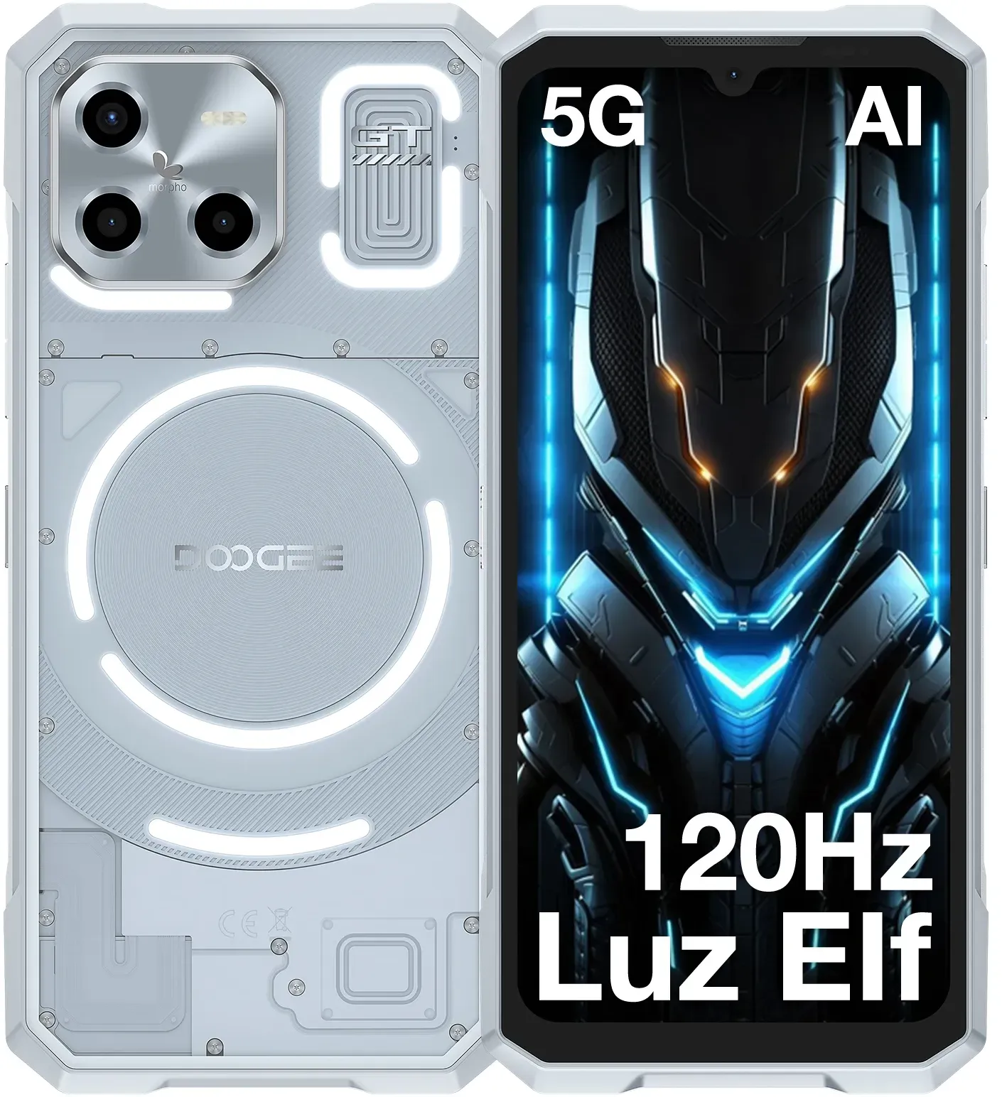 Robustes Doogee Blade Gt-Telefon, 6,72 Zoll FHD+, 120 Hz, LED-Lichteffekt, Abmessung 7050, 12 GB, RAM, 256 GB, Rom-AI-Smartphone, 5500-mAh-Akku