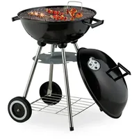 Relaxdays Kugelgrill, Ø 44 cm, Grillrost, Grillkugel mit Ascheschale,