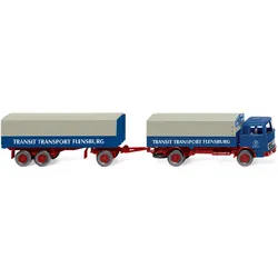 MB Pritschenhängerzug Transit Transport Modell von WIKING 1:87