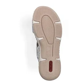 Rieker Damen Pantolette mit T-Riemen und Blumenmuster Weite H 66292, Größe:41 EU, Farbe:Mehrfarbig - Grau - 41