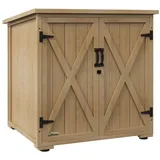 CHICFURN Gartenbox Outdoor-Aufbewahrungsbox 77,5x88x90cm mit Asphaltdach aus Holz (Outdoor Aufbewahrungsbox Gartenbox Kissenbox, 1 St., Wetterbeständige Kissenbox für Garten & Balkon), Praktische Gartenbox als Auflagenbox & Geräteschrank beige|grau