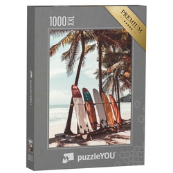 puzzleYOU Puzzle Puzzle 1000 Teile XXL „Surfbretter unter Palmen“, 1000 Puzzleteile, puzzleYOU-Kollektionen Surfen, Menschen