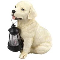 GLOBO Solarleuchte, Hund Labrador mit Laterne, H 24 cm