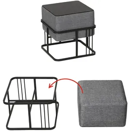 [en.casa] Hocker Tas 38 x 38 x 38 cm Dunkelgrau