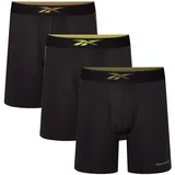 Reebok Trunk REEBOK "HUTTON", Herren, Gr. L (6), schwarz, Obermaterial: 92% Polyester, 8% Elasthan, unifarben, Unterhosen, basic, bequem, weich, feuchtigkeitsregulierend, mit Logo, breiter Bund