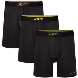 Reebok Trunk REEBOK "HUTTON", Herren, Gr. L (6), schwarz, Obermaterial: 92% Polyester, 8% Elasthan, unifarben, Unterhosen, basic, bequem, weich, feuchtigkeitsregulierend, mit Logo, breiter Bund