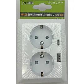 ChiliTec MILOS Schutzkontakt-Steckdose 2-fach 2in1, USB-A+C/PD, 16A/250V, weiß