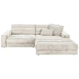 KAWOLA Ecksofa Lana Cord Recamiere rechts cremeweiß