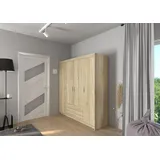 Küchen-Preisbombe Küchen Preisbombe - Elena 4-türig Kleiderschrank Drehtürenschrank Wäscheschrank Schrank Sonoma Eiche