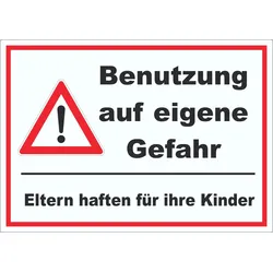 Benutzung auf eigene Gefahr Aufkleber A6 (105x148mm)
