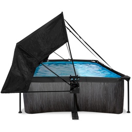 EXIT TOYS EXIT Black Wood Pool 220x150x65cm mit Filterpumpe und Sonnensegel - schwarz
