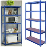 200x100x50CM Werkstattregal Schwerlastregal Einstellbar Regal mit 5 Verstellbare Ablagen, bis 875 kg Belastbar für Garage, Werkstatt, Speisekammer - Blau