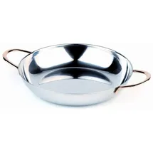 APS 60119 Servierpfanne, Ø 19 cm, Höhe 3,5 cm, Edelstahl poliert, vergoldete Edelstahl-Griffe