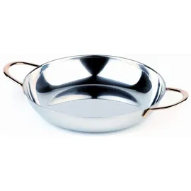 APS 60119 Servierpfanne, Ø 19 cm, Höhe 3,5 cm, Edelstahl poliert, vergoldete Edelstahl-Griffe