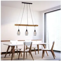 just light. Pendelleuchte Spring in Natur-dunkel und Schwarz E27 3-flammig braun