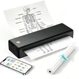 eSynic Tragbarer Thermodrucker A4 Weiß Bluetooth Mobiler Inkless Printer mit Bluetooth & USB Leichter Mehrformat-Drucker für Belegdrucker Lernen Tragbarer Drucker (Schwarz)