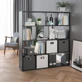 Vicco Raumteiler Pilar Bücherregal Standregal Büroregal 12 Fächer Schwarz 131.6 x 143 cm