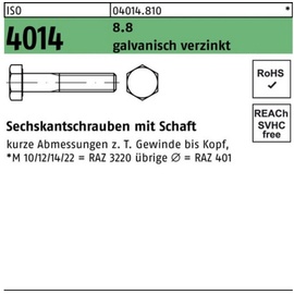 Bufab Sechskantschraube ISO 4014 Schaft M16x 250 8.8 galv.verz. 1 Stück