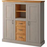 Home Affaire Highboard HOME AFFAIRE "Selma", grau (grau, gebeizt), B:130cm H:130cm T:38cm, Sideboards, Highboard, Stauraumschrank, Breite 130 cm