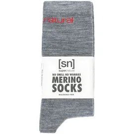 super.natural Sn All Day Lange Socken 2 Paare - Cashmere Grey Melange / High Risk Red - EU 36-39