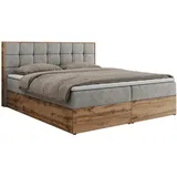 MKS Meble MKS Boxbett, Grau, Textil, 2-Sitzer, H4, 7-Zonen, Rechteckig, 180x200 cm, Schlafzimmer, Betten, Boxspringbetten