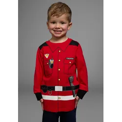 Langarmshirt KIDSWORLD "FEUERWEHR", Jungen, Gr. 140/146, rot, Obermaterial: 100% Baumwolle, bedruckt, Basic, Basic, Rundhals, Langarm, Shirts, Langarm, Basic-Passform, bedruckt, Rundhalsausschnitt
