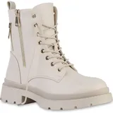 Stiefelparadies Damen Schnürstiefeletten in Beige,