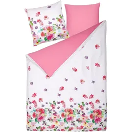 Beliani 3-tlg Bettwäsche-Set LARYNHILL Baumwollsatin 155 x 220 cm, Rosa