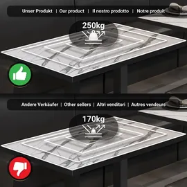 GGM Möbel BPA | Bistro Tisch | 120 x 70 x 78,5 cm | Rechteckig | Schwarzer Rand | Weiß Marmor / Schwarz