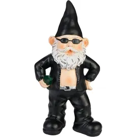 Brubaker Gartenzwerg Cooler Biker 24 cm Schwarz