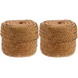 Ciieeo Geflochtener Korb Mit Deckel 12X10Cm Kleiner Seegras Aufbewahrungskorb Handgefertigte Blumendekoration Für Zuhause Ideal Für Geschenke Und Regaldeko