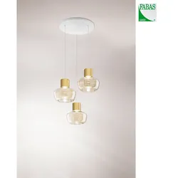 Fabas Luce LED Pendelleuchte KINO, rund, 3-flammig, 36W, 3000K, 3900lm, IP20, dimmbar, cognac FAB-3767-47-365