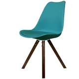Soho Teal Esszimmerstuhl Aus Kunststoff Mit Quadratischen Beinen Aus Dunklem Hol
