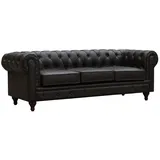 Habitat et Jardin Sofa Chesterfield Aliza ohne Verstellfunktion - 204 x 80 x 58 cm - 3-sitzer - Braun