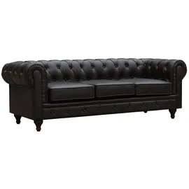 Habitat et Jardin Sofa Chesterfield Aliza ohne Verstellfunktion - 204 x 80 x 58 cm - 3-sitzer - Braun