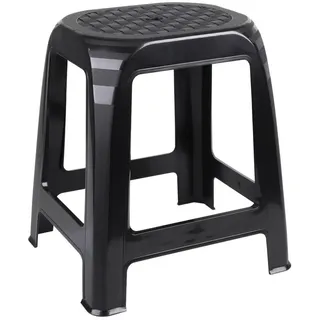 Spetebo Kunststoff Tritthocker schwarz Belastbarkeit bis 120 kg - 46 x 41 cm - Küchen und Badezimmer Hocker hoch - Sitzhocker Haushaltshilfe Küchenhocker