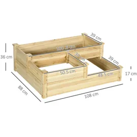 Outsunny Hochbeet 108 x 88 x 36 cm Naturholz