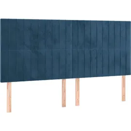 vidaXL Boxspringbett mit Matratze Dunkelblau 180x200 cm Samt