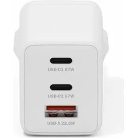 Digitus USB GaN 67W 2x USB-C 1x USB-A Weiß