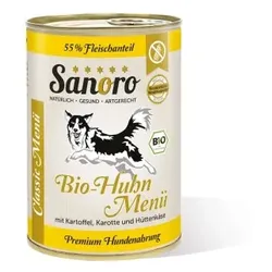 Sanoro Menü Classic vom Bio-Huhn mit 55 % Fleischanteil - 12x400g