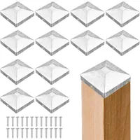 Pfostenkappe,12 Stück Pfostenkappen 7x7cm,Zaunpfosten Kappen,Zaunkappe Zierkappe,Pfostenabdeckung aus Metall,Zaunpfahlkappe mit Schrauben,Zaunkappen Quadratisch,für Holzpfosten Terrassenpfeiler