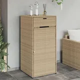 Myheimly Gartenschrank, Geräteschrank mit viel Stauraum, Beistellschrank Schrank mit Türen, Balkonschrank Terrassenschrank, Poly Rattan Gartenschrank Beige,55 x 55 x 111 cm