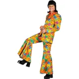 Thetru Hippie Anzug orange - Blumen Kostüm für Fasching (XL)