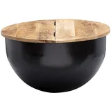 FineBuy Runder Couchtisch Schwarz Holz 60 x 34 cm