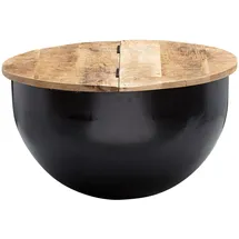 FineBuy Runder Couchtisch Schwarz Holz 60 x 34 cm