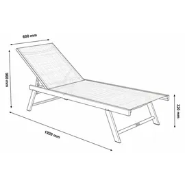 Home Deluxe NAILEA Gartenliege 192 x 60 x 96 cm Grau
