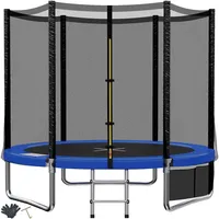 TRIUMPHKEY Trampolin Outdoor Kinder Ø 183/228/305/366/427 cm, Gartentrampoline Indoor Kindertrampolin Komplettset mit Sicherheitsnetz, Leiter, Randabdeckung, Belastbarkeit 50 kg, Blau
