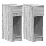 vidaXL Nachttische mit Schublade 2 Stk. Grau Sonoma 20x36x60 cm