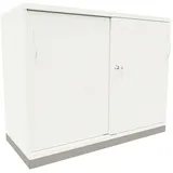 FM Büromöbel Schiebetürenschrank Polypropylen/Spanplatte/Stahl 100,0 x 44,2 x 78,1 cm weiß 1 Fachboden