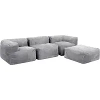 I.C.O.N. icon Zen Ecksofa, Moldulares Sofa, Grau, Textil, 4-Sitzer, 500x68x100 cm, Wohnzimmer, Hocker, Sitzsäcke, XXL Sitzsäcke